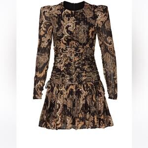 Thurley Faithful Corset Dress Black Gold Long Sleeves Sz 8